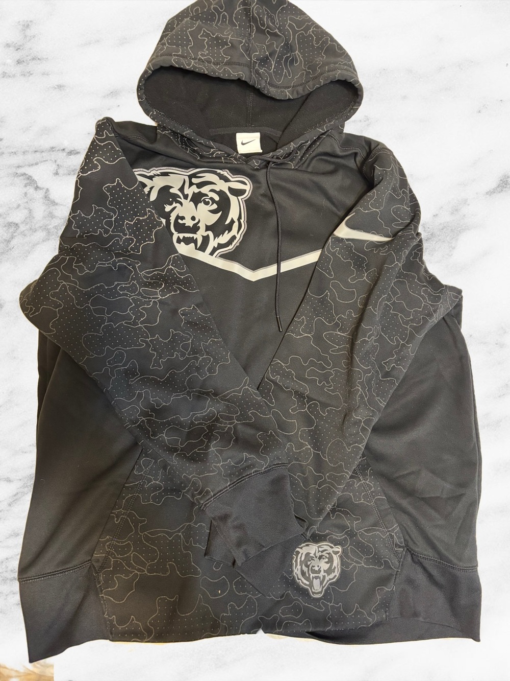 Nike Black Hoodie with White Bear Graphic
